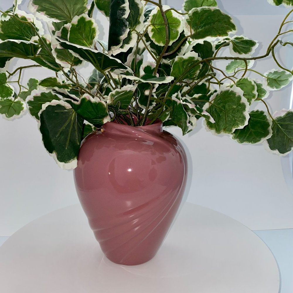 Haeger Vase Mauve 7" Swirl Flowers